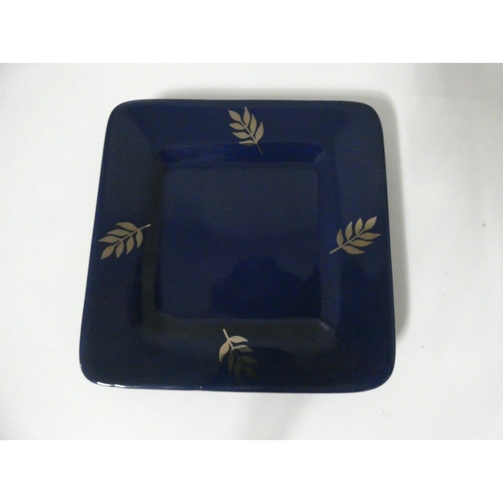 Bath & Body Works '99 Holiday Edition Plate Square Trinket Dish Blue Silver 5.5"